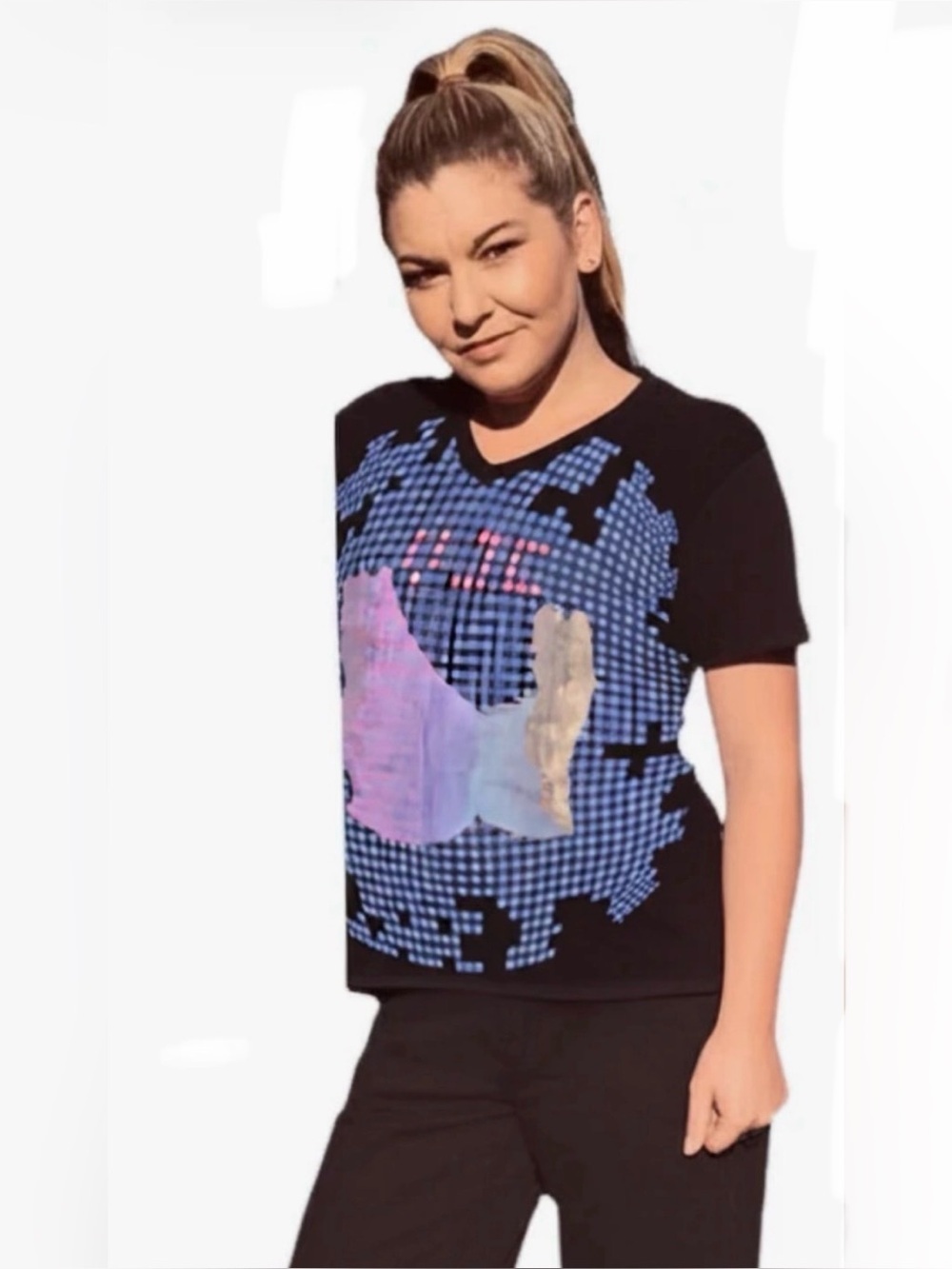 Versace vintage pixel t shirt top unisex women’s xl or men’s large Italy